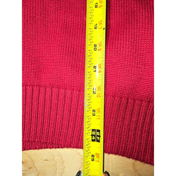 POLO RALPH LAUREN 1/4 ZIP MOCK PULLOVER RED MENS M PREPPY CASUAL LEATHER ACCENT - Picture 8 of 8